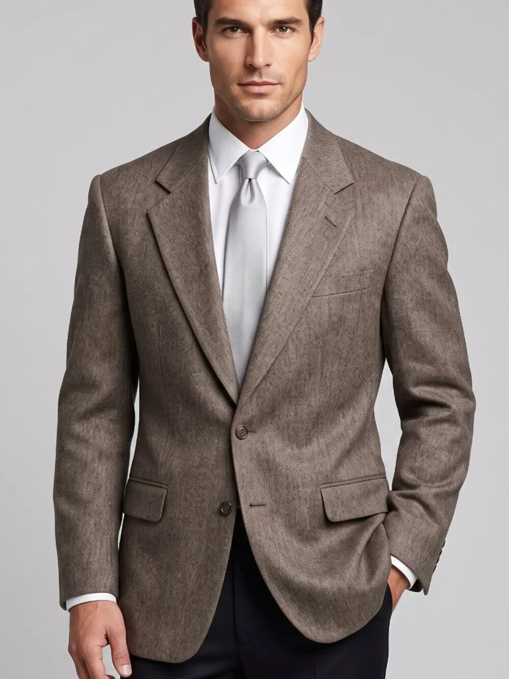 OSCAR DE LA RENTA Suit Jacket Blazer Sport Coat Size 44L Brown 2 Button wool
